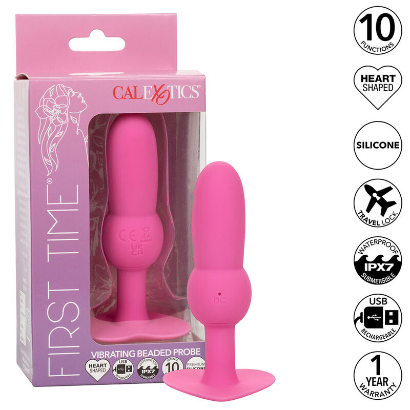 CalExotics First Time wibrujący korek analny z koralikową teksturą