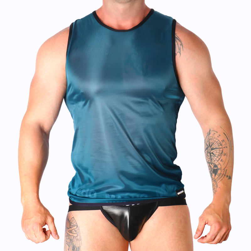 Dopasowana, sportowa koszulka z oddychającego, elastycznego materiału, zielona MACHO UNDERWEAR