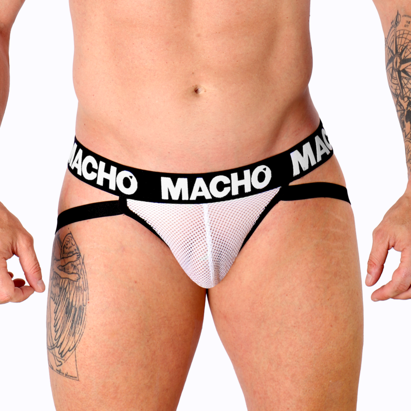 Jockstrap MACHO MX26X1 z białej siateczki · Rozmiar: XL