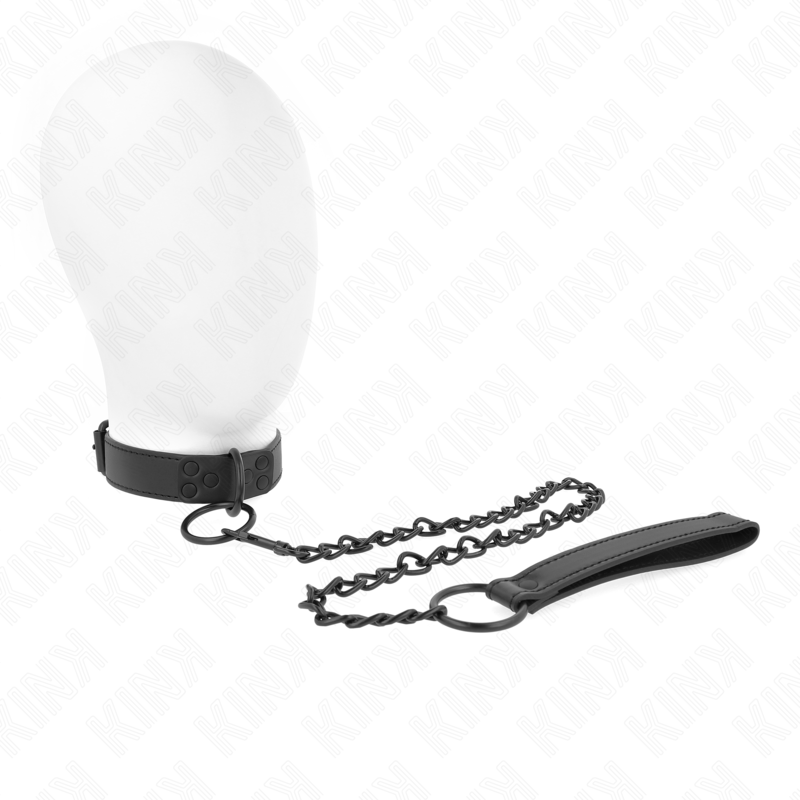 Obroża BDSM KINK z ciemną smyczą, 65 cm