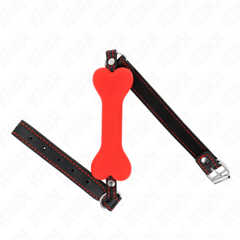 Kink Czerwony Knebel Z Gryzakiem W Kształcie Kości 12 Cm, 63 × 2 Cm