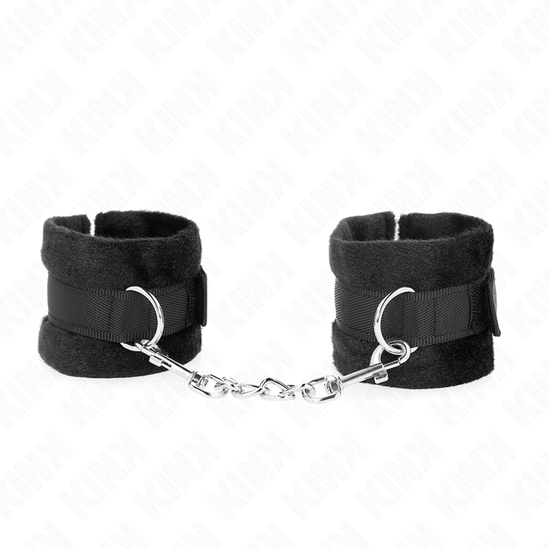 Kajdanki na ręce KINK Beginner z futerkiem, czarne, 30 × 7 cm