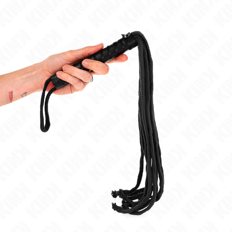 Czarny pejcz linowy KINK, 56 cm