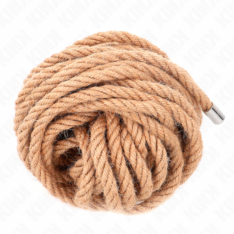Lina do bondage KINK ROPE ARTS z konopi z metalową końcówką, 10 m