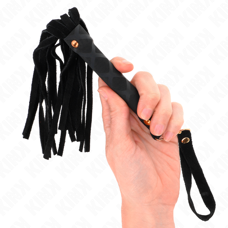 KINK Black Suede Mini Peitsche, 30 cm