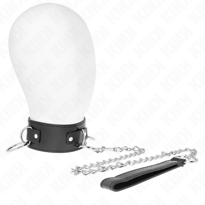 Obroża BDSM KINK ze smyczą i trzema kółkami