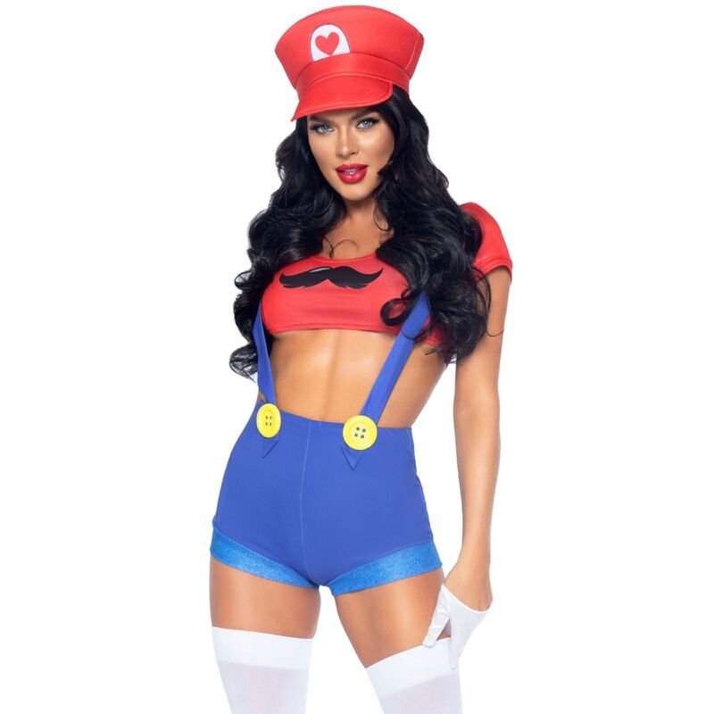 Seksowny kostium Leg Avenue w stylu Mario Bros, czerwono niebieski, rozmiar M