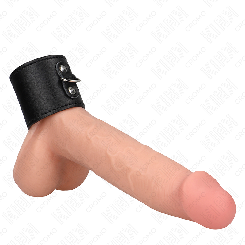 KINK skórzany pierścień na penisa z zapięciem na zatrzask, 18 × 5 cm