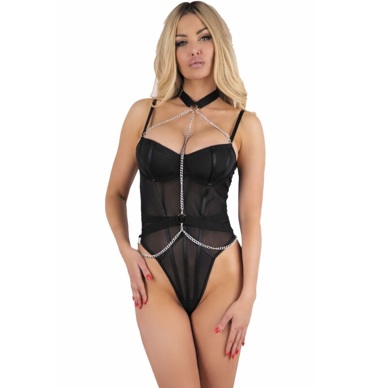 Zmysłowy zestaw: szlafrok, koszulka i stringi, czarny LIVCO CORSETTI FASHION