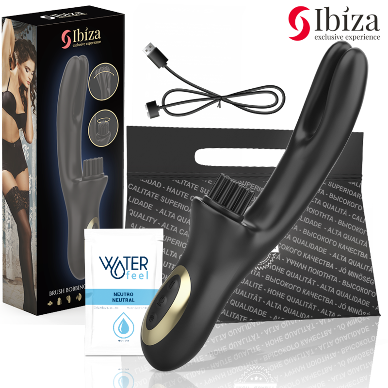 IBIZA HI TECH RABITT BRUSHING: wielostrefowy wibrator łechtaczkowy i z podwójnym wałkiem