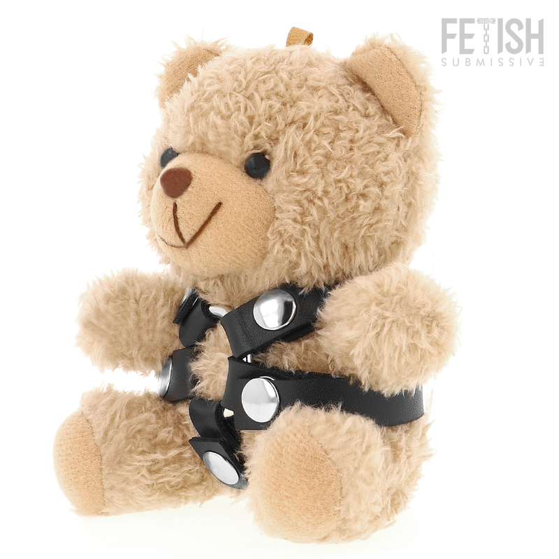FETISH SUBMISSIVE Bongo, pluszowy miś z uprzężą z kółkiem