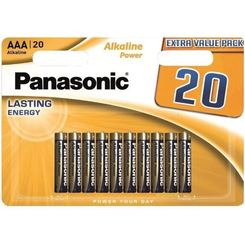 Baterie alkaliczne AAA, zestaw 20 sztuk, długi czas działania do urządzeń PANASONIC