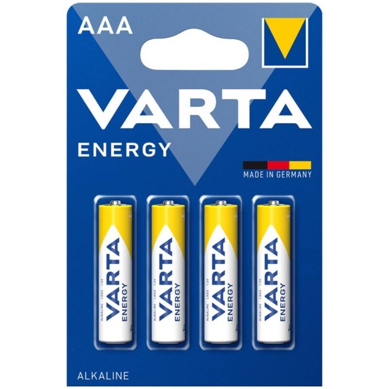 Baterie alkaliczne AAA, zestaw 4 sztuk, długotrwała energia do małych urządzeń VARTA