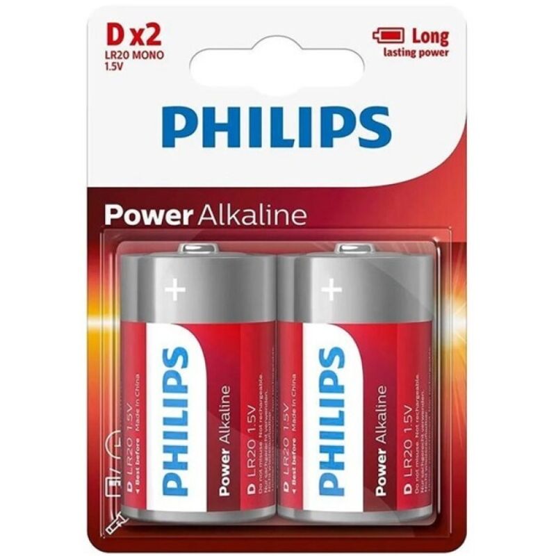 Bateria alkaliczna D LR20 o dużej pojemności i długim czasie działania do urządzeń o dużym poborze energii PHILIPS