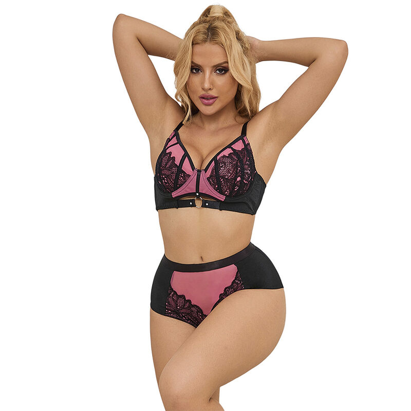 Komplet bielizny SUBBLIME w różowym kolorze z biustonoszem push up, S/M