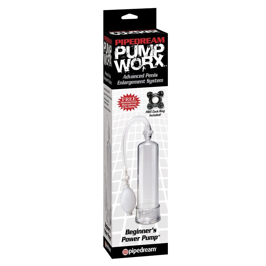 PUMP WORX Beginners Power Pump Clear, przezroczysta pompka do penisa