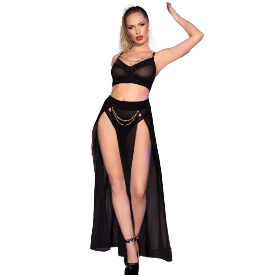 CHILIROSE CR 4672 komplet bielizny z topem, spódniczką i stringami