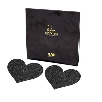 Bijoux Indiscrets Flash Black Heart osłonki na sutki