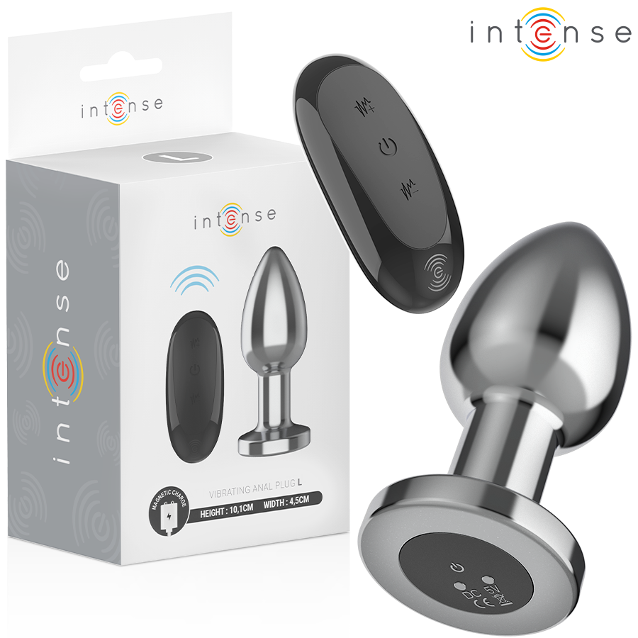 Wibrujący korek analny INTENSE z aluminium, rozmiar L