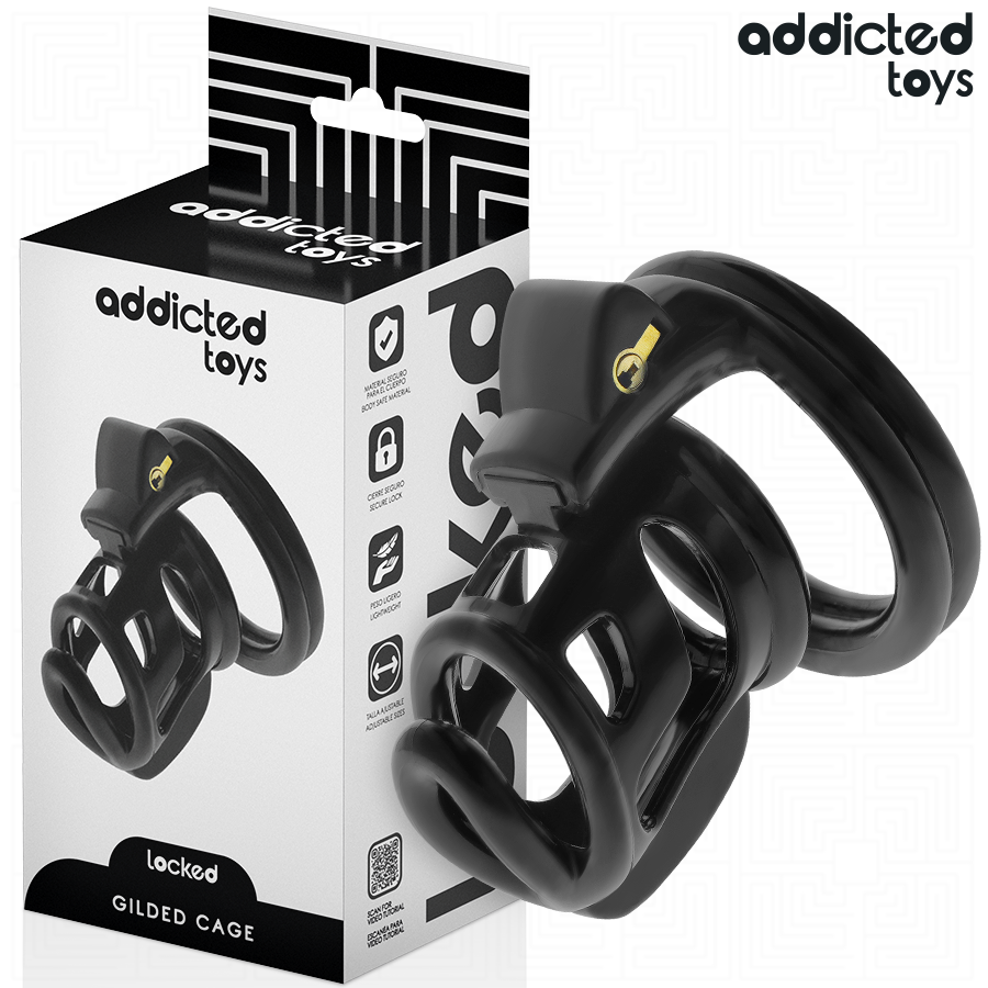 ADDICTED TOYS LOCKED Gilden Cage, klatka na penisa