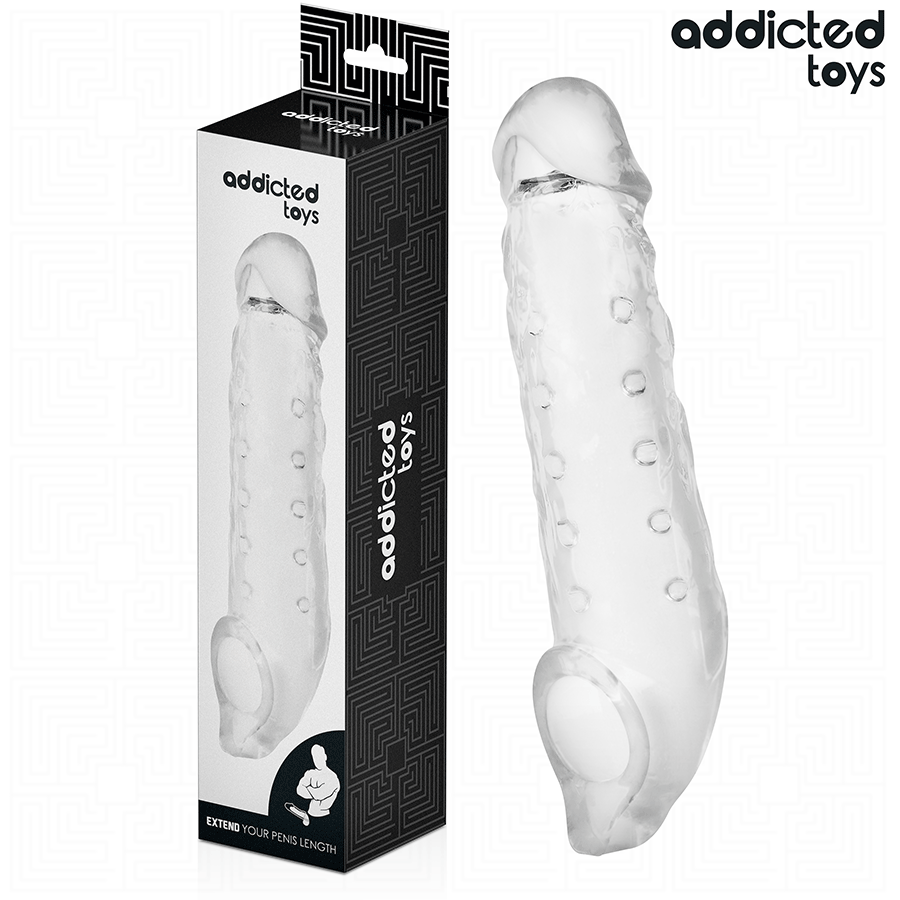 Nakładka na penisa ADDICTED TOYS, przezroczysta, rozmiar S, 23 cm