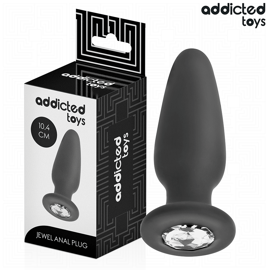 Korek analny ADDICTED TOYS z silikonu i ozdobnym kamieniem, rozmiar M