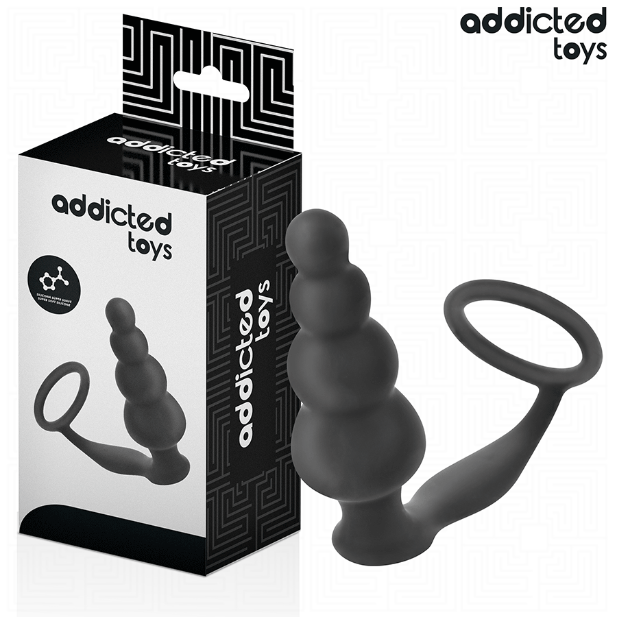 Zatyczka analna z pierścieniem na jądra do intensywnej stymulacji, silikonowa, 235 mm ADDICTED TOYS