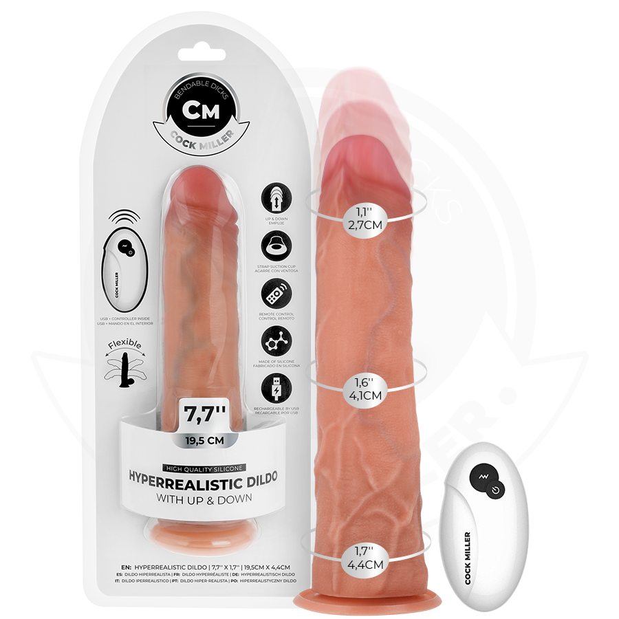 Hiperrealistyczny dildo z funkcją ruchu posuwistego i przyssawką, 19,5 cm COCK MILLER