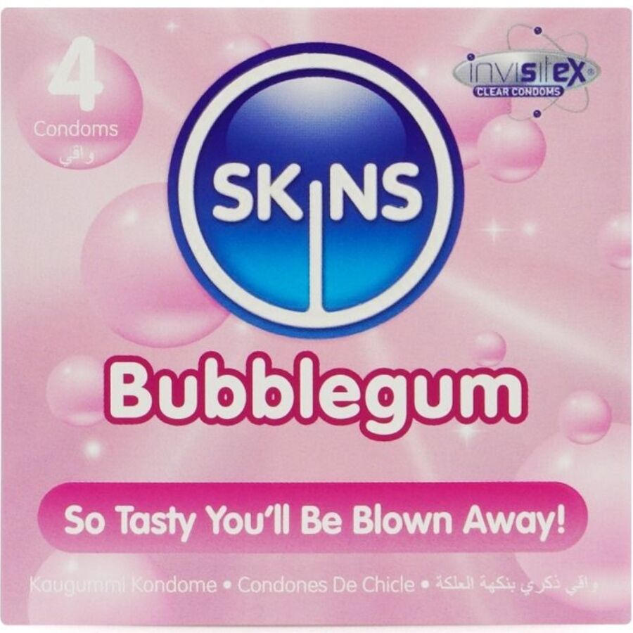 Prezerwatywy smakowe SKINS Bubblegum, 4 sztuki