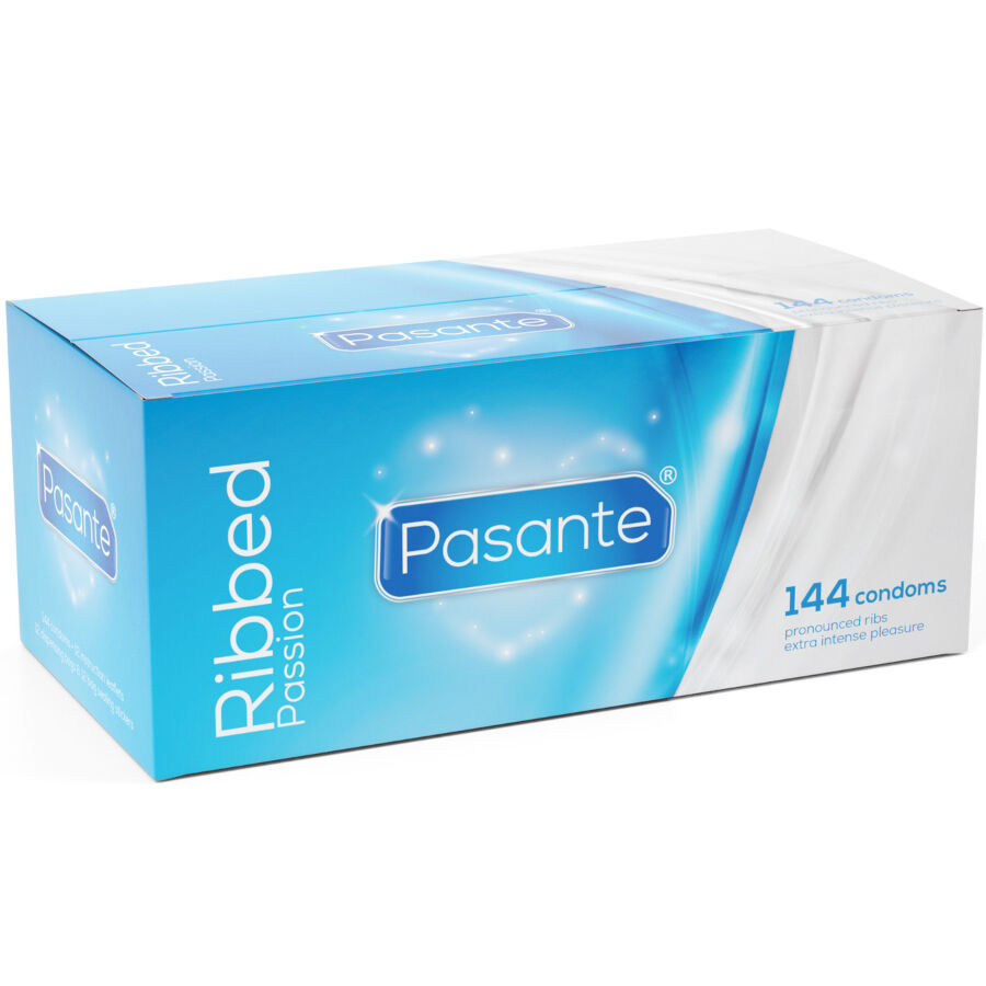 PASANTE Ribbed Passion, prążkowane prezerwatywy, 144 sztuki