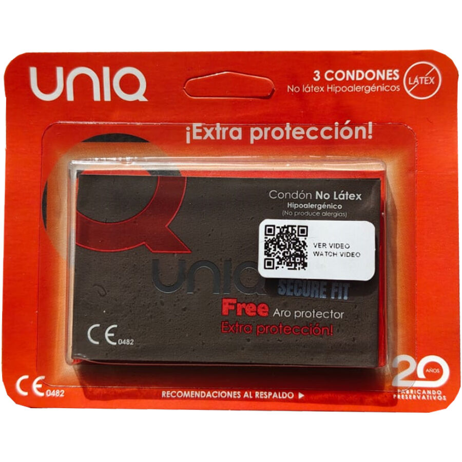 Bezlateksowe prezerwatywy UNIQ SecureFit, 3 sztuki