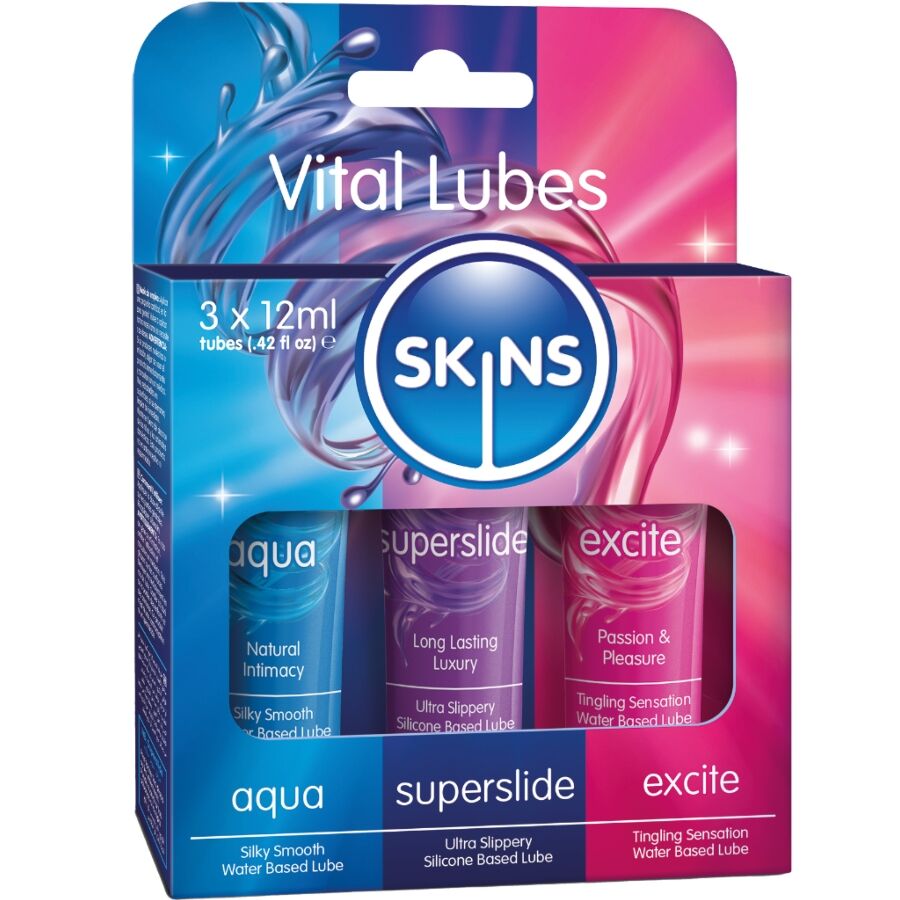 Zestaw lubrykantów SKINS Vital Lubes, 3 × 12 ml