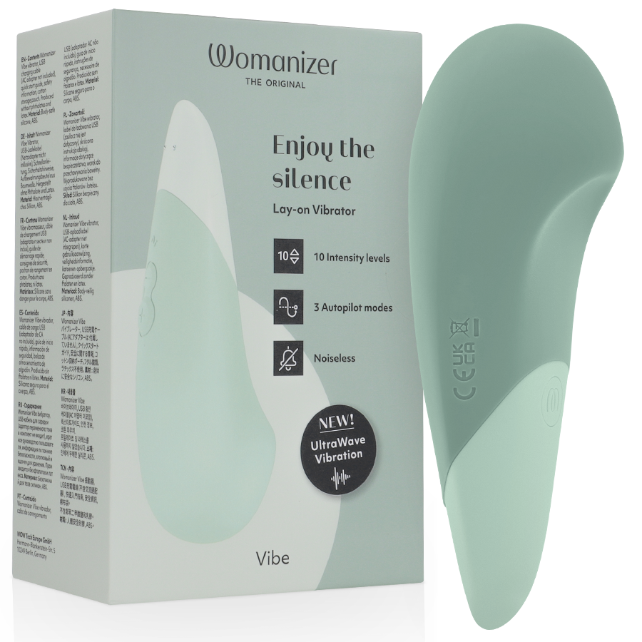 Wibrator Womanizer Vibe do przyłożenia, szałwiowy