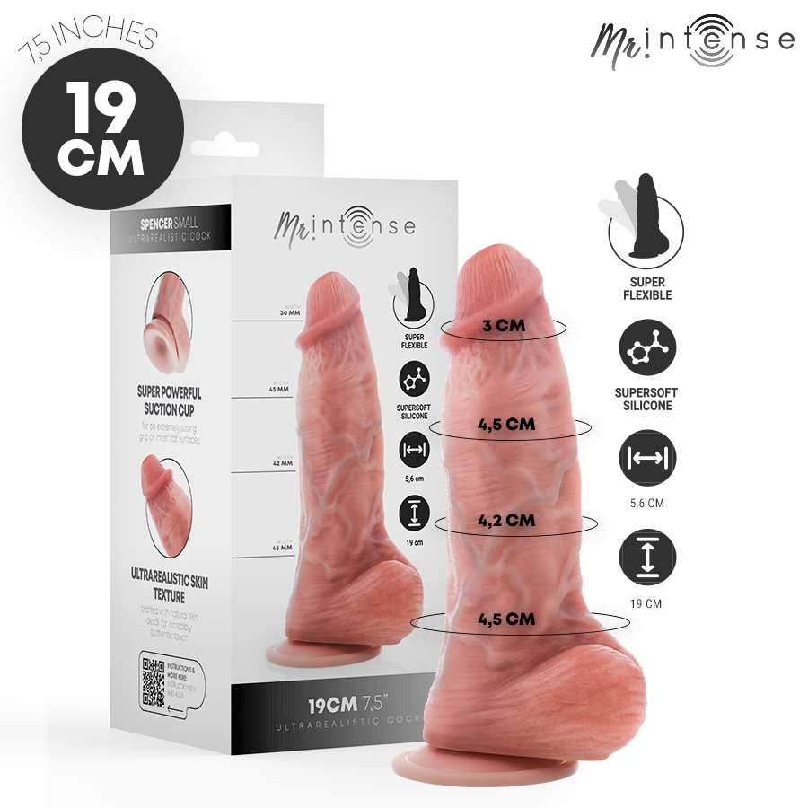 MR. INTENSE Spencer Small silikonowy dildo z przyssawką, 19 cm
