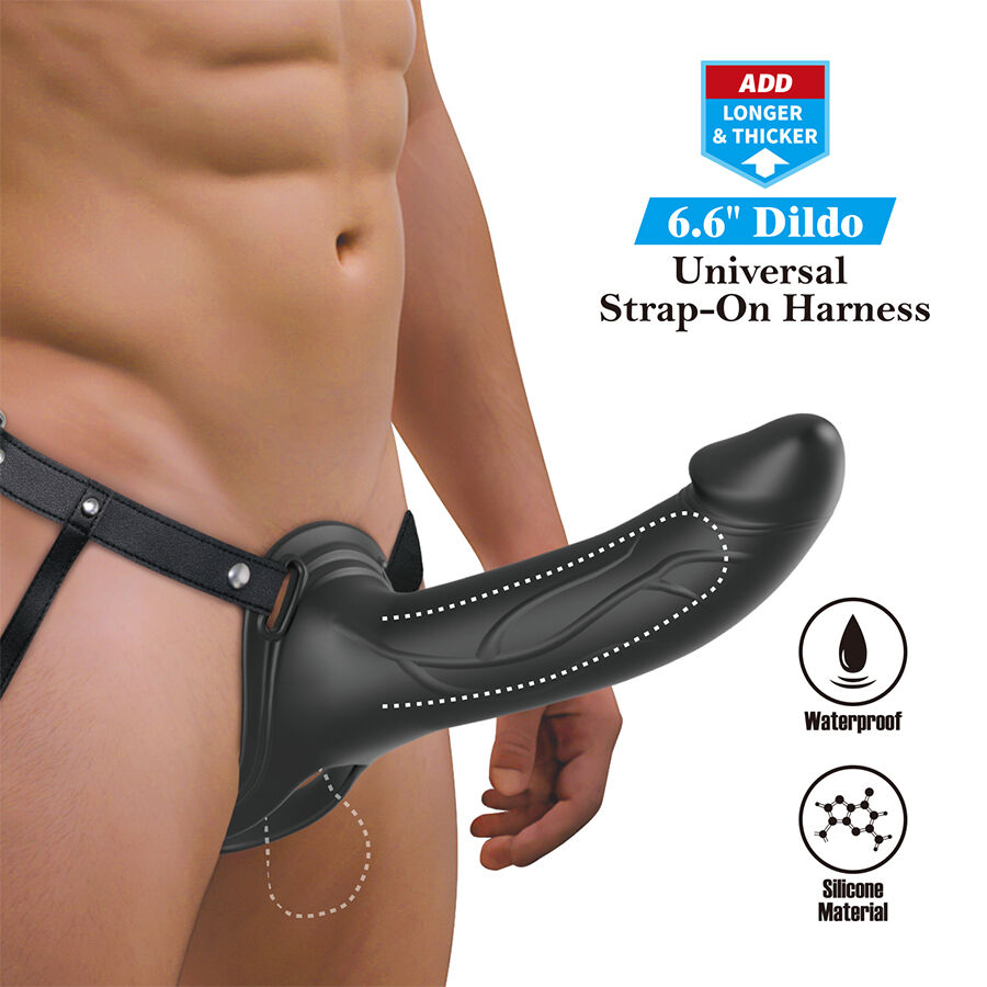 Zestaw strap-on Pretty Love London z regulowaną uprzężą, czarny