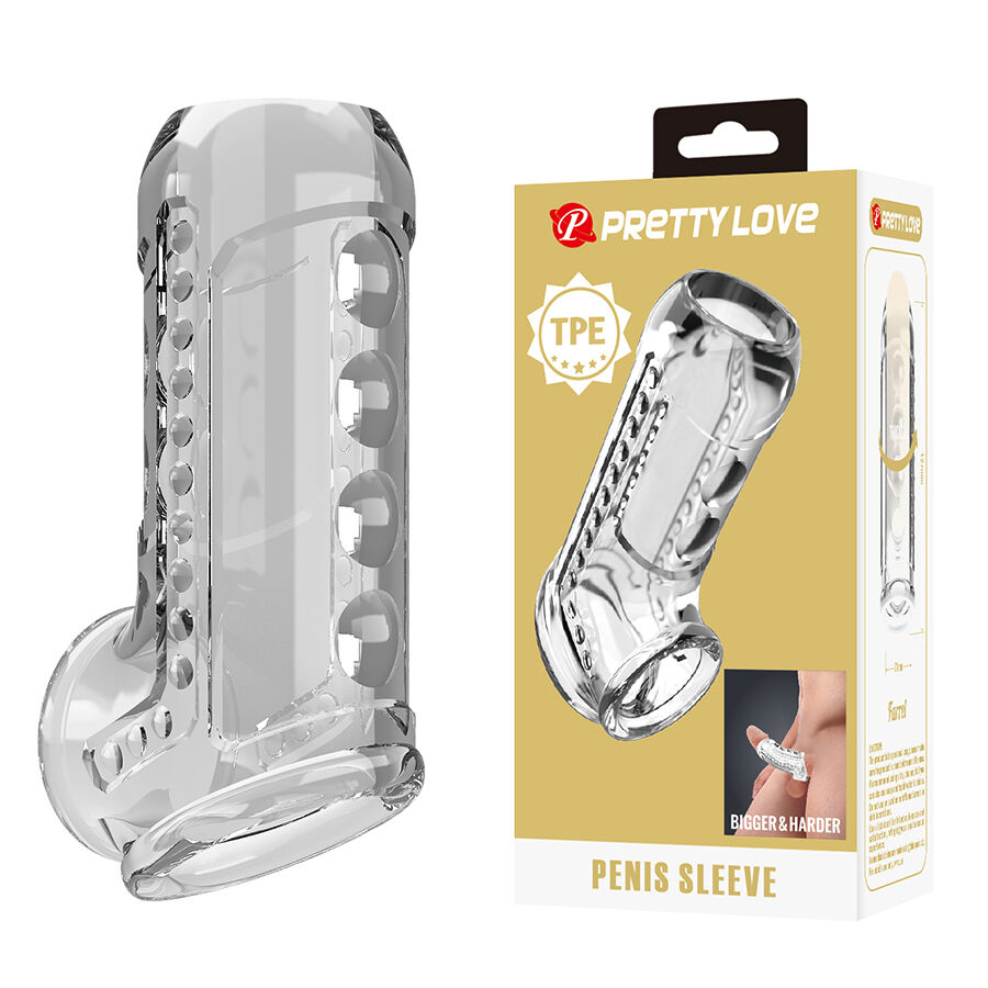 Przezroczysta, teksturowana nakładka na penisa Pretty Love