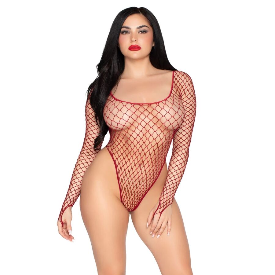Czerwone body bieliźniane Leg Avenue z grubej siateczki