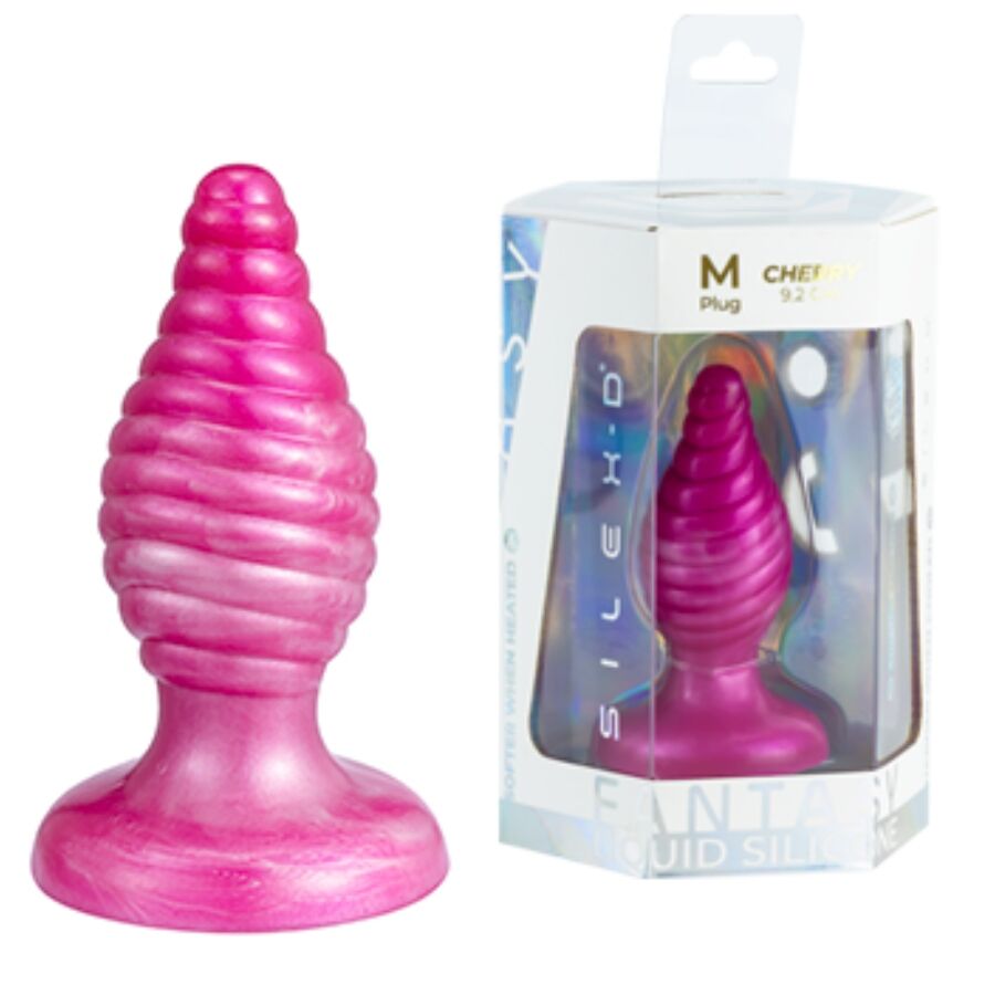 Silexd Cherry Korek Analny Fantasy Z Płynnego Silikonu, Termoreaktywny, Różowy, 9,2 Cm