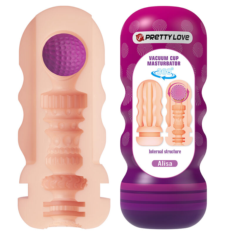 Masturbator Pretty Love z przyssawką i teksturowanym wnętrzem