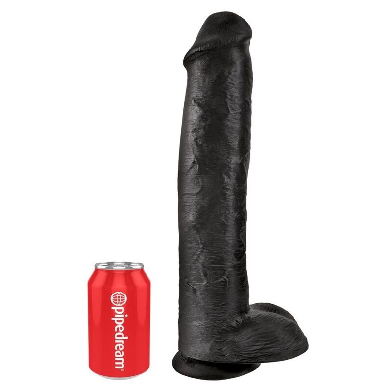 Realistyczne dildo KING COCK z jądrami, 38 cm, czarne