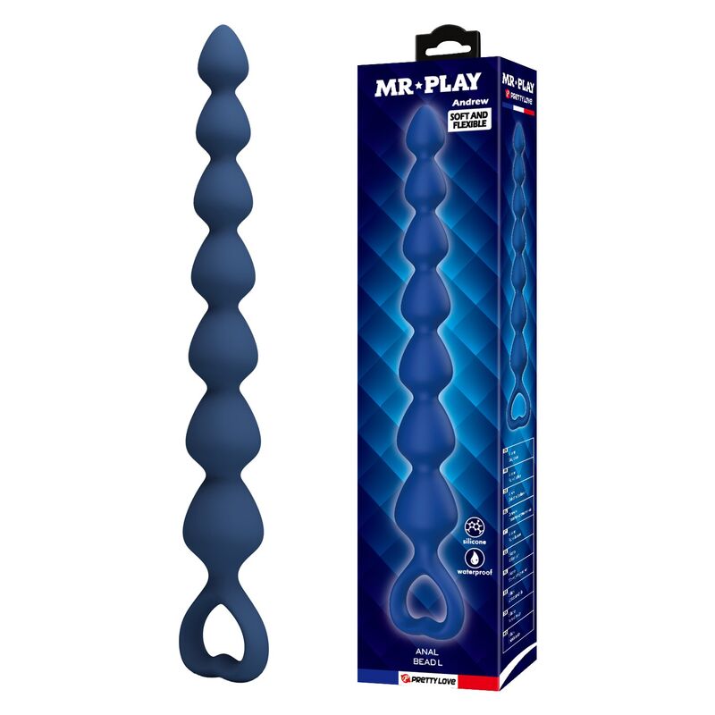 MR PLAY łańcuszek analny z korkiem analnym, niebieski, 26,7 cm