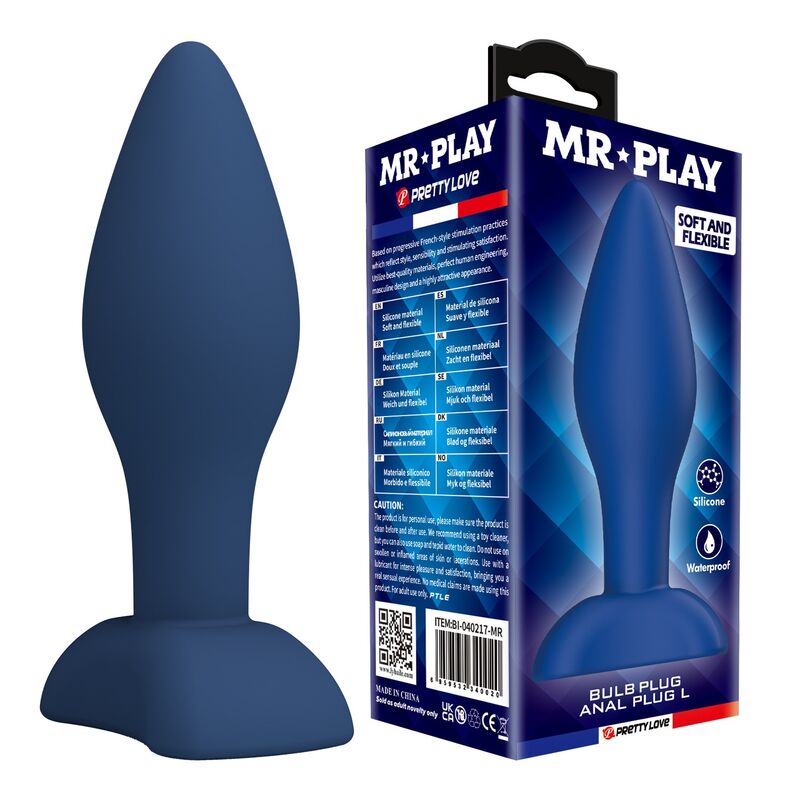 Korek analny MR PLAY z silikonu, niebieski, rozmiar L