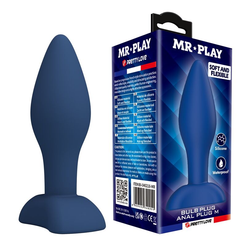 Korek analny MR PLAY z silikonu, niebieski, rozmiar M