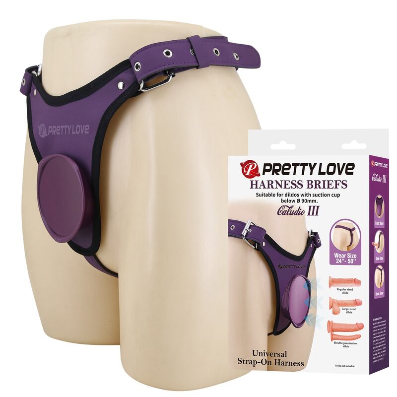 Uprząż do strap-on Pretty Love w formie majtek, fioletowo-czarna