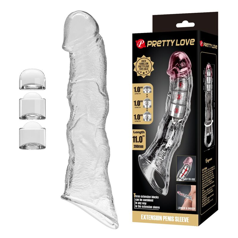 Przezroczona nakładka na penisa Pretty Love, regulowana, 28 cm