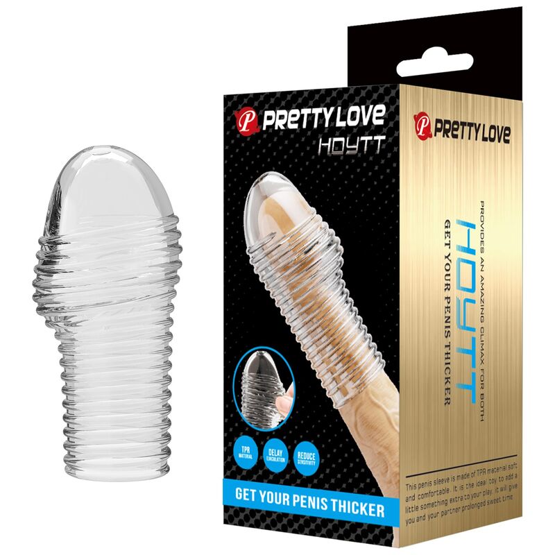 PRETTY LOVE HOTTT nakładka na penisa z pierścieniami, przezroczysta