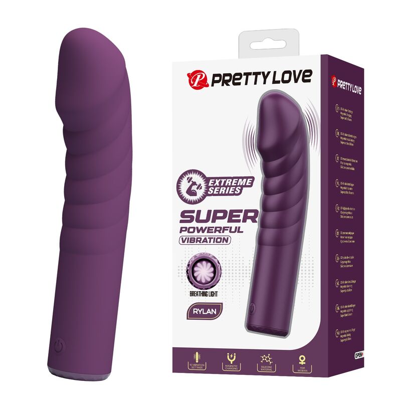 PRETTY LOVE Ryland, ładowany wibrator typu wand, fioletowy