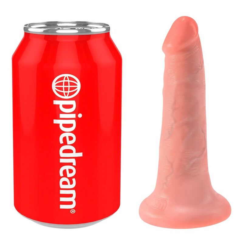 Dildo KING COCK z jądrami, w kolorze skóry, 14 cm