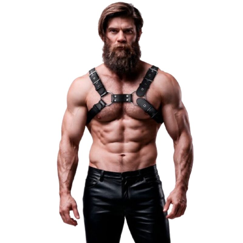 FETISH SUBMISSIVE ATTITUDE Bulldog męskie uprząż z wegańskiej skóry