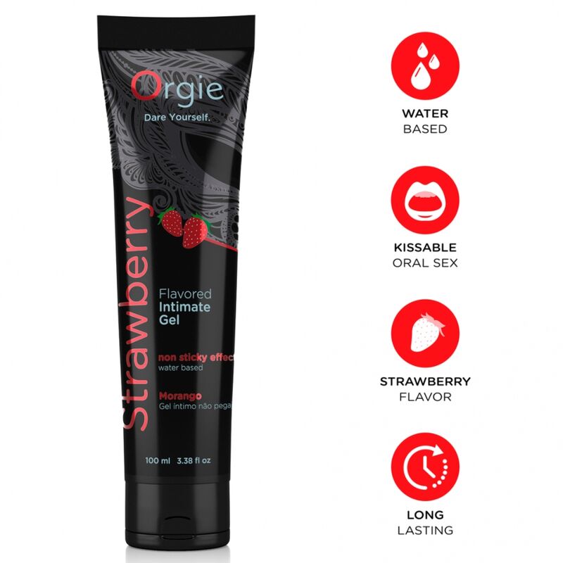 Żel nawilżający na bazie wody ORGIE Strawberry Kissable o smaku truskawkowym, 100 ml